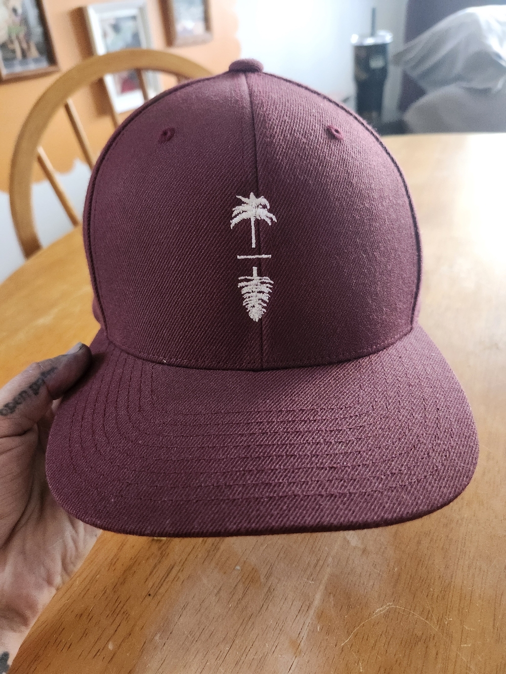 Life of Leisure Maroon Snapback Hat Palm Pine Tree Logo | Osfa